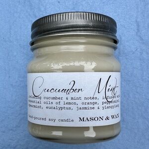 Cucumber Mint soy candle, Mason & Wax 8oz.